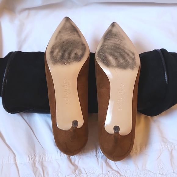 Charles by Charles David Camel Suede Kitten Heel sz 9m - Picture 4 of 6